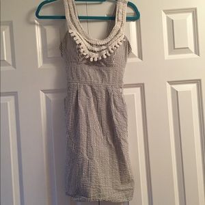 Seersucker blue and white dress